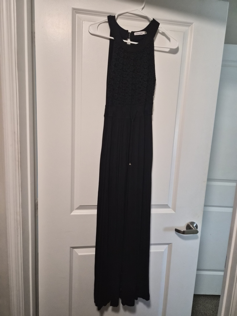 Calvin Klein Black Lace-Front Maxi Dress